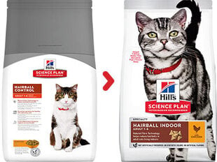 Hill's Science Plan Hairball & Indoor Adult ėdalas katėms su vištiena, 0.3 kg kaina ir informacija | Sausas maistas katėms | pigu.lt