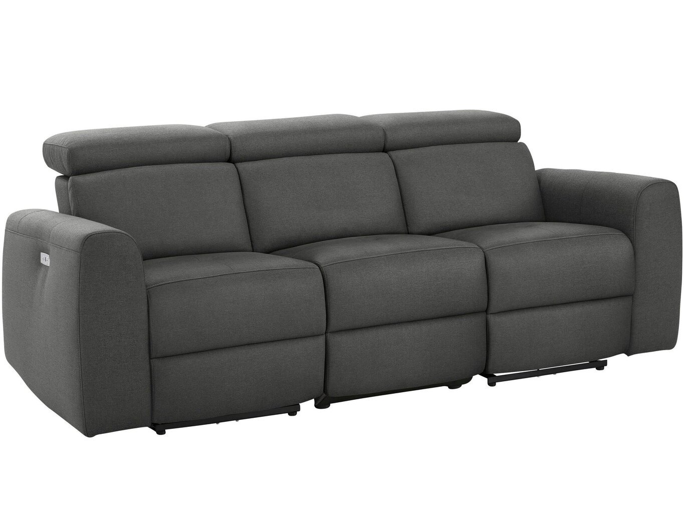 Sofa su elektrine poilsio funkcija Notio Living Capena, gobelenas, tamsiai pilka kaina ir informacija | Sofos | pigu.lt
