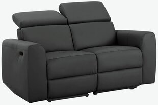 Dvivietė sofa-reglaineris Notio Living Capena, dirbtinė oda, pilka kaina ir informacija | Sofos | pigu.lt