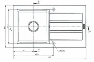 Virtuvės plautuvė 76x44 1B 1D E070053701 kaina ir informacija | Nenurodyta Virtuvės įranga, reikmenys | pigu.lt