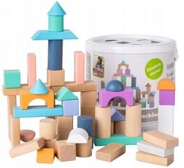 Деревянные блоки в ведреке EcoToys, 50 шт. цена и информация | Игрушки для малышей | pigu.lt