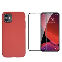 Силиконовый чехол «SoundBerry» Full protection + защитное стекло для iPhone 11 Pro, красный цена и информация | Чехлы для телефонов | pigu.lt