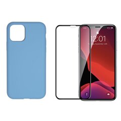 Силиконовый чехол «SoundBerry» Full protection + защитное стекло для iPhone 11 Pro, синий цена и информация | Чехлы для телефонов | pigu.lt