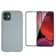 360 protection Set -telefono dėklas silikoninis - pilka (grey ice) + grūdinto stiklo ekrano apsauga, skirtas iPhone 11 Pro kaina ir informacija | Telefono dėklai | pigu.lt