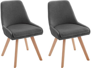 2-jų kėdžių komplektas Notio Living Rafi, tamsiai pilkas kaina ir informacija | Virtuvės ir valgomojo kėdės | pigu.lt