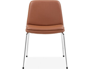 2-jų kėdžių komplektas Notio Living Heino, rudas/chromo kaina ir informacija | Virtuvės ir valgomojo kėdės | pigu.lt