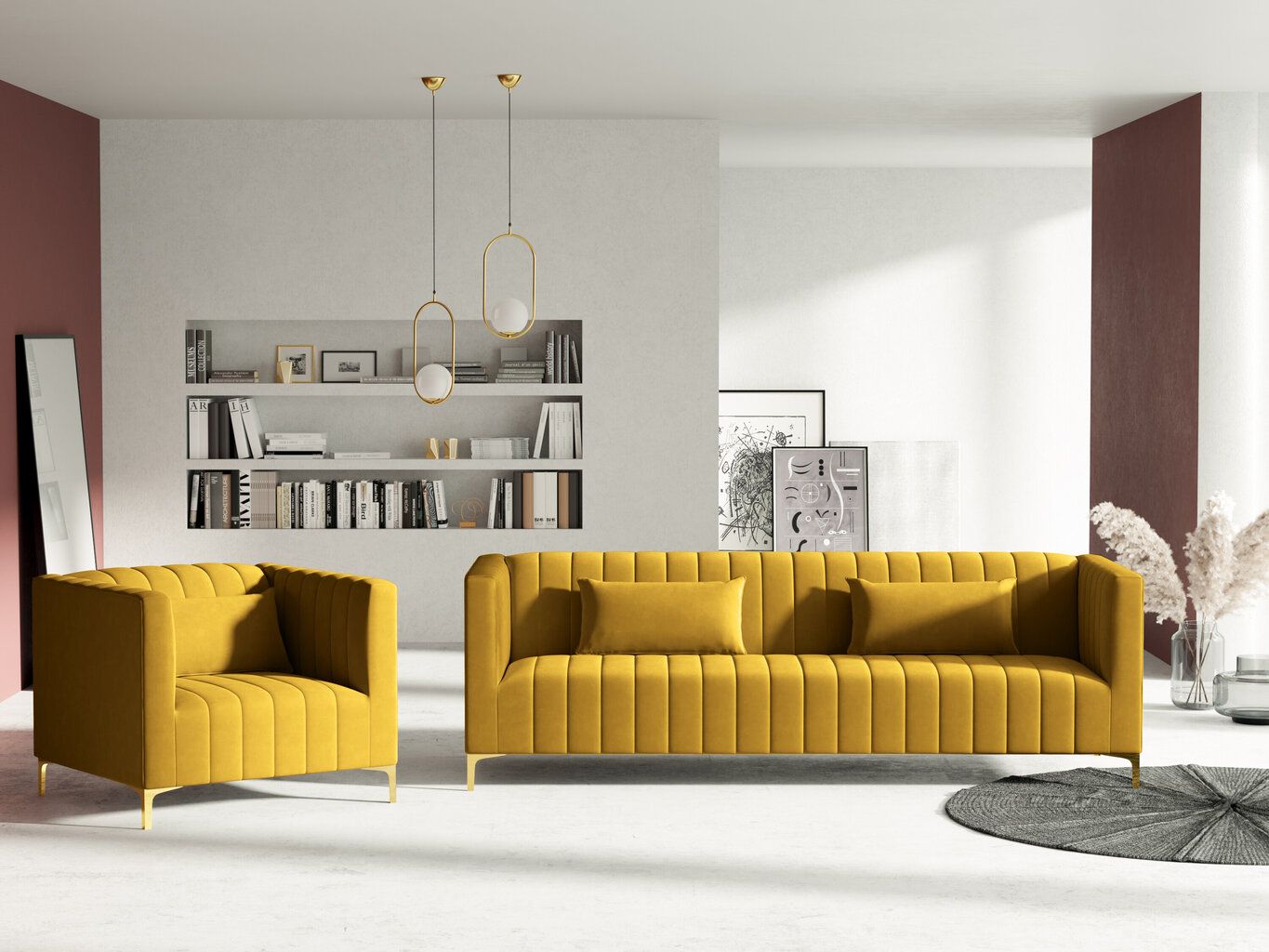 Fotelis Micadoni Home Annite, geltonos/auksinės spalvos kaina ir informacija | Svetainės foteliai | pigu.lt