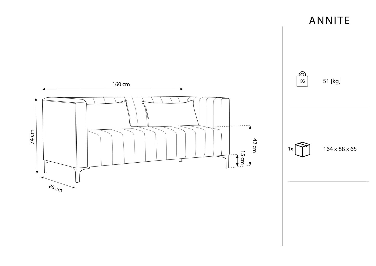 Sofa Micadoni Home Annite 2S, raudona kaina ir informacija | Sofos | pigu.lt