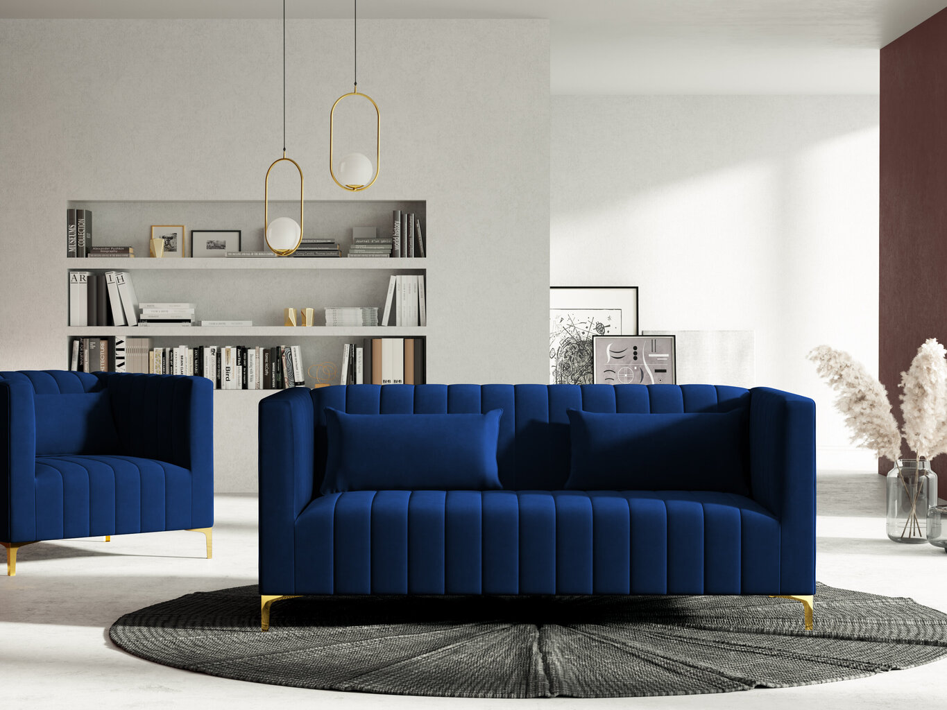 Sofa Micadoni Home Annite 2S, mėlyna цена и информация | Sofos | pigu.lt