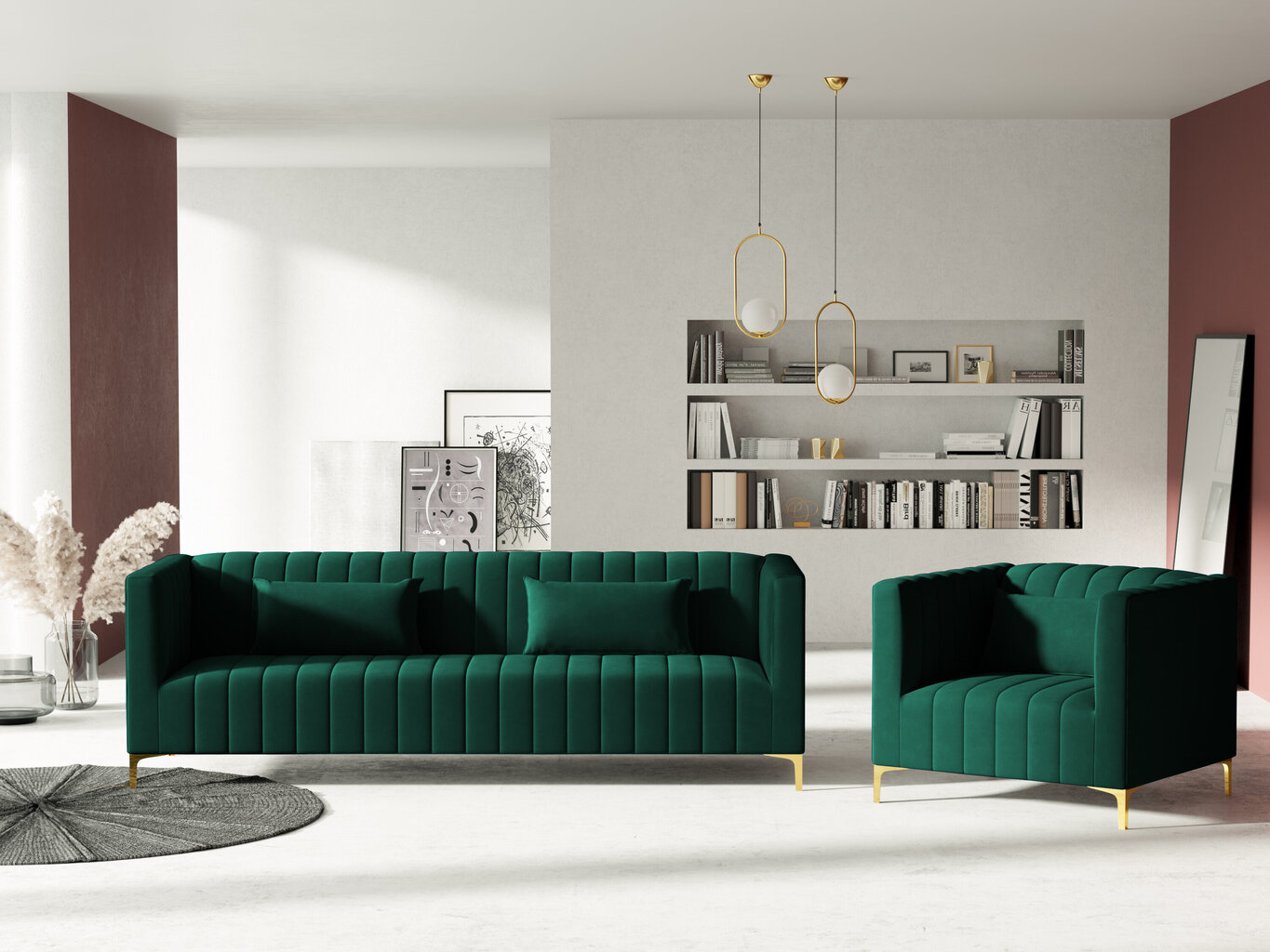 Sofa Micadoni Home Annite 3S, žalia цена и информация | Sofos | pigu.lt