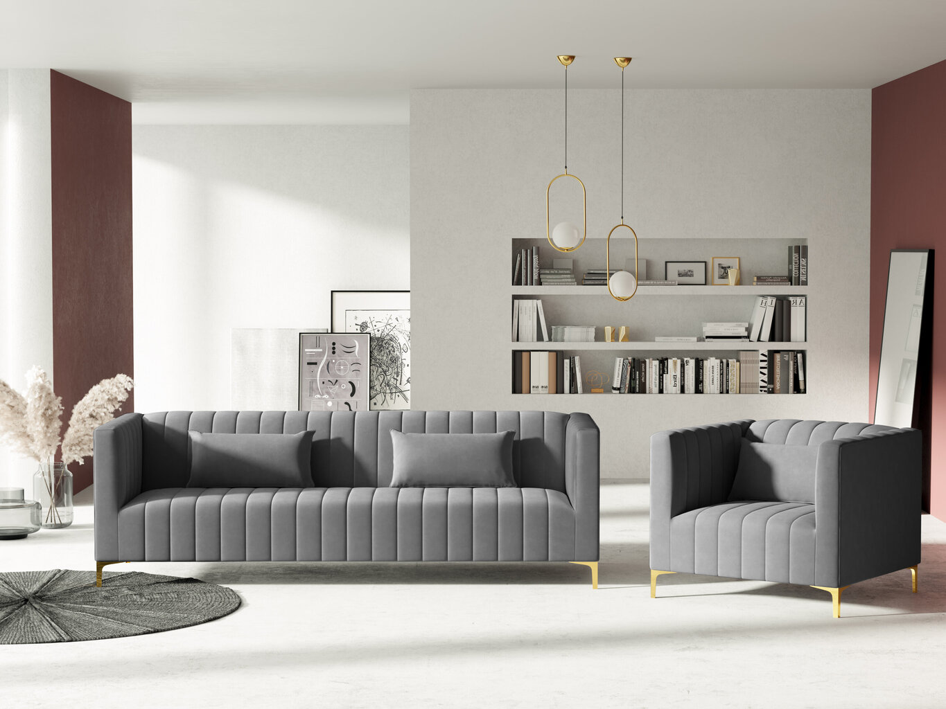 Sofa Micadoni Home Annite 3S, šviesiai pilka цена и информация | Sofos | pigu.lt