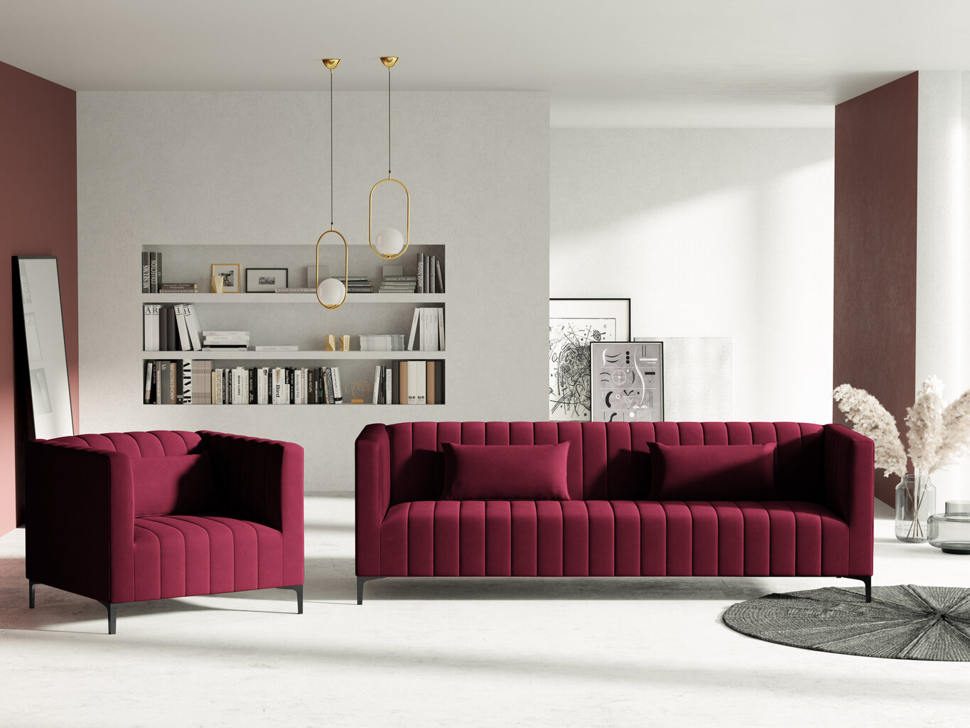 Fotelis Micadoni Home Annite, raudona/juodas kaina ir informacija | Svetainės foteliai | pigu.lt