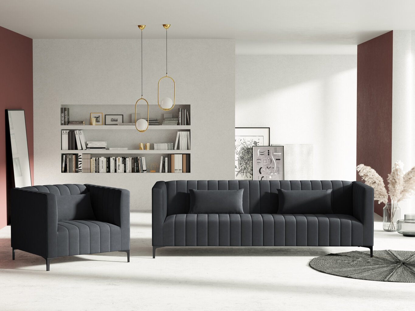 Fotelis Micadoni Home Annite, pilkas/juodas kaina ir informacija | Svetainės foteliai | pigu.lt