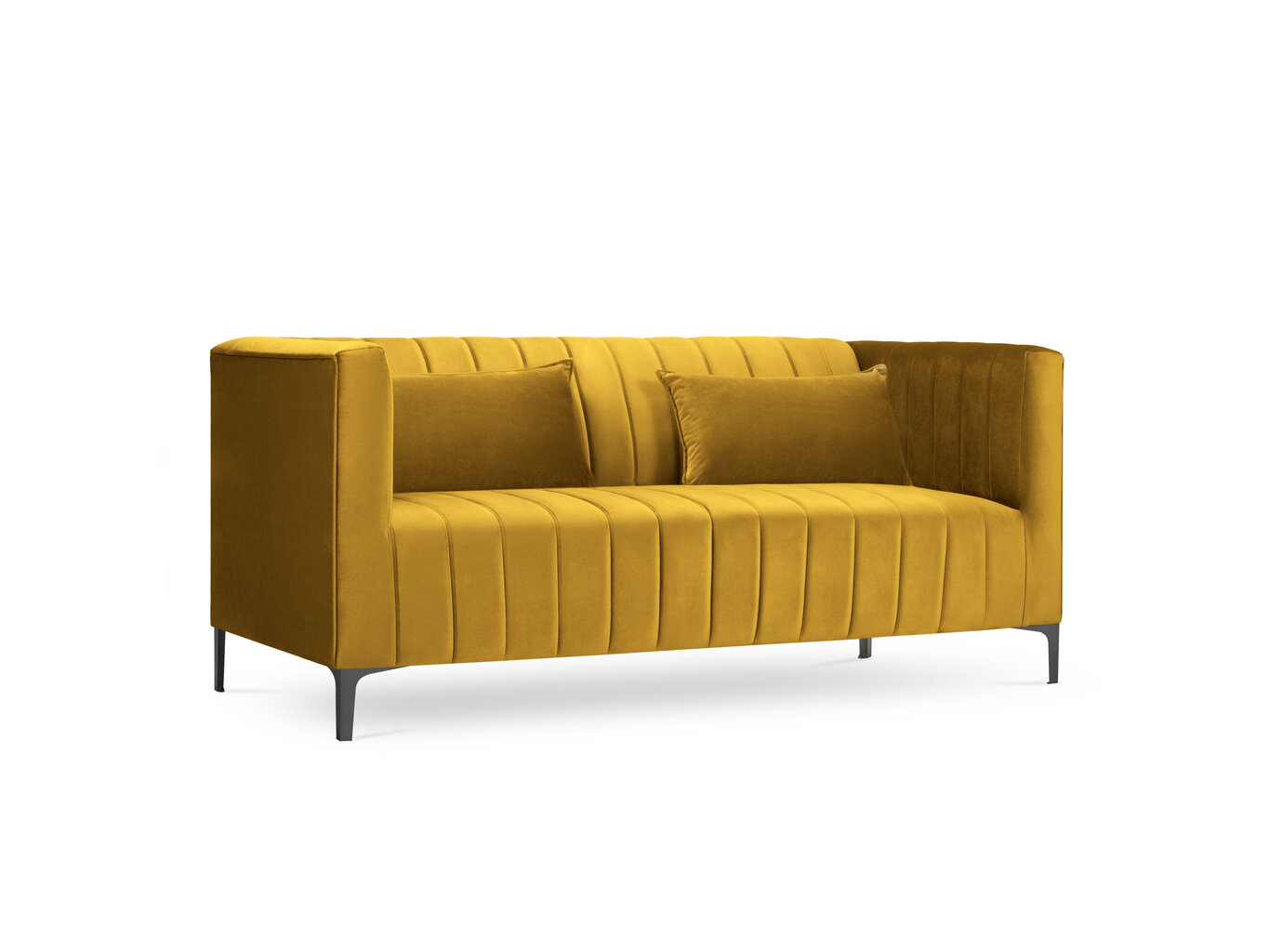Sofa Micadoni Home Annite 2S, geltona/juoda kaina ir informacija | Sofos | pigu.lt