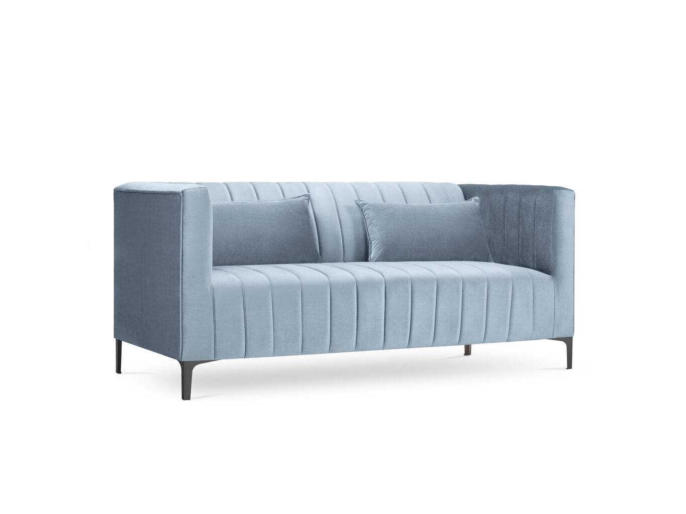 Sofa Micadoni Home Annite 2S, šviesiai mėlyna/juoda цена и информация | Sofos | pigu.lt