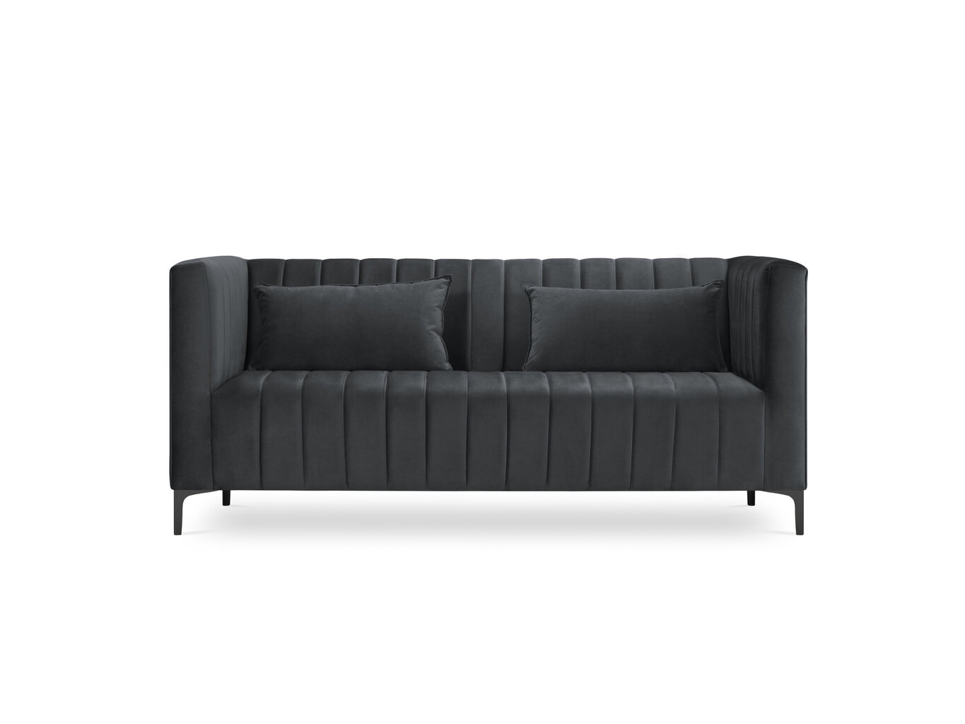 Sofa Micadoni Home Annite 2S, pilka/juoda kaina ir informacija | Sofos | pigu.lt