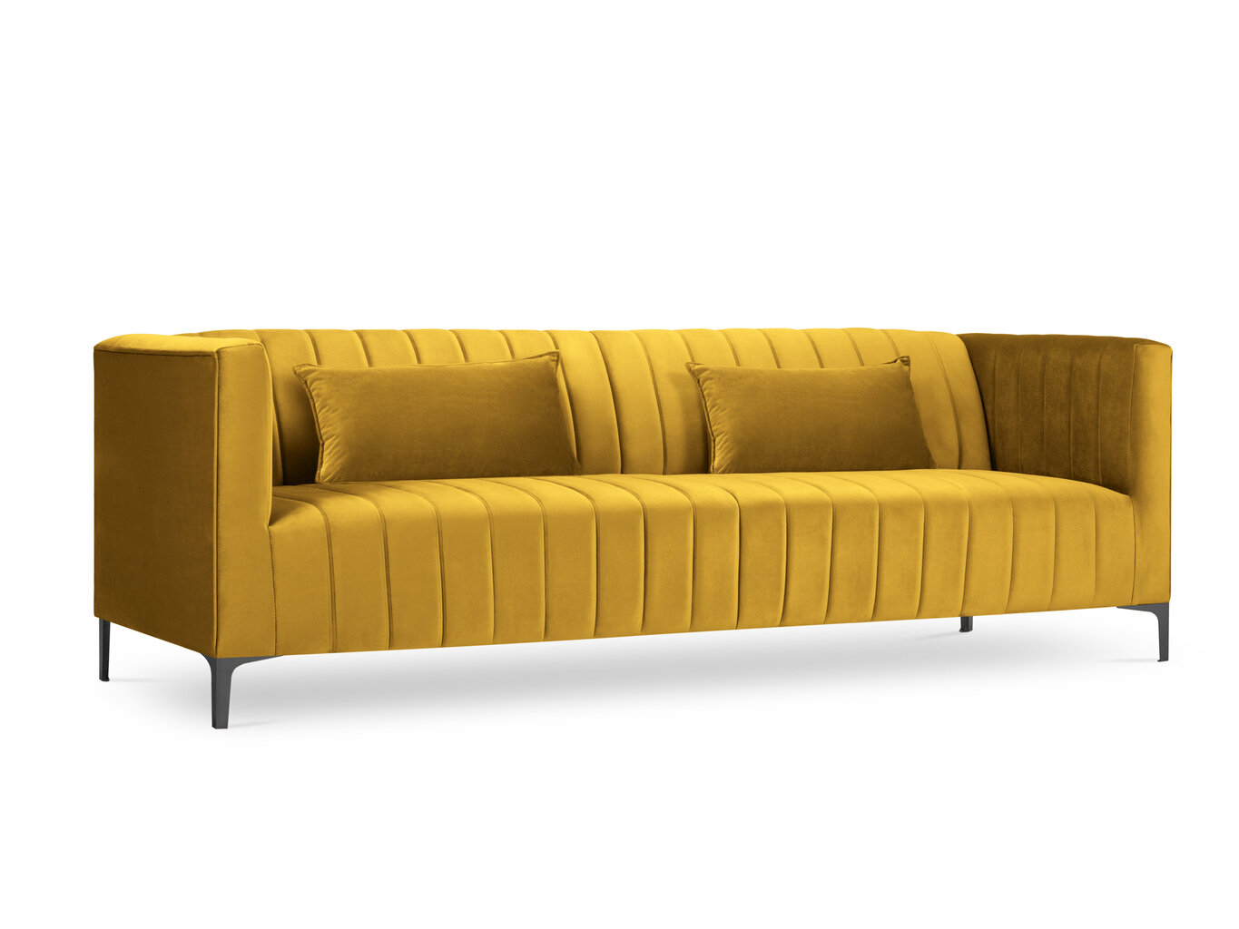 Sofa Micadoni Home Annite 3S, geltona/juoda kaina ir informacija | Sofos | pigu.lt