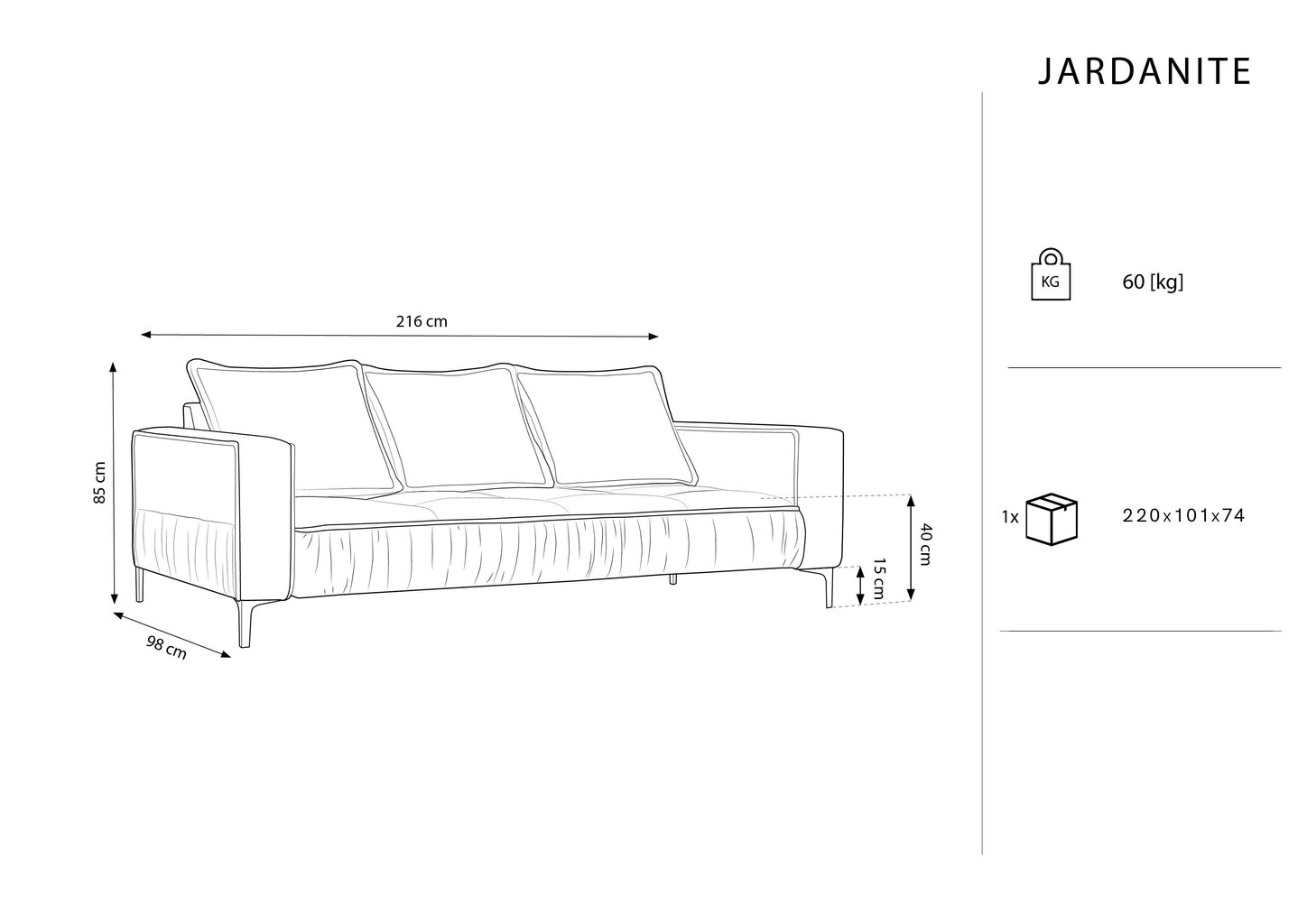 Sofa Micadoni Home Jardanite 3S, šviesiai pilka цена и информация | Sofos | pigu.lt