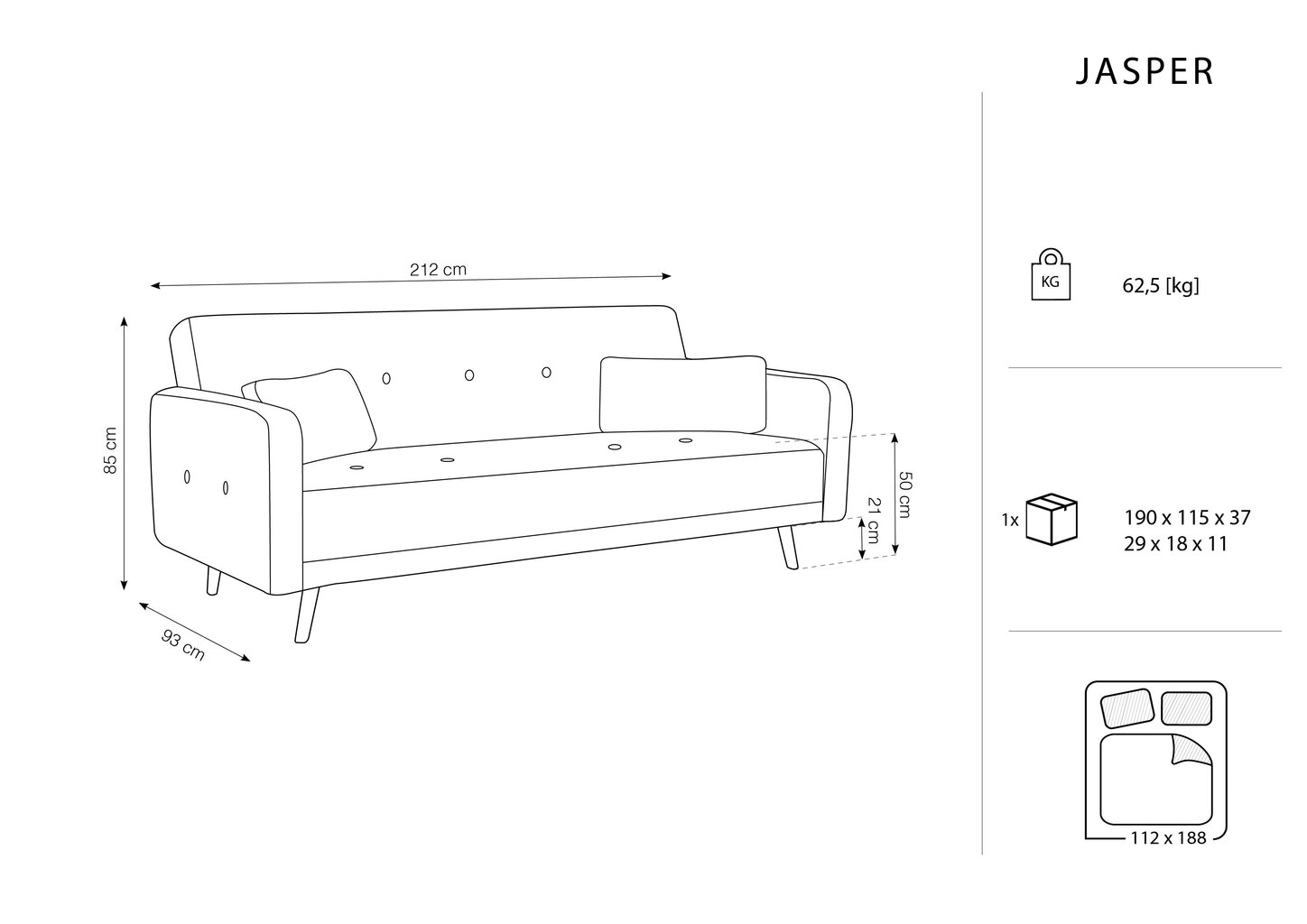 Sofa Micadoni Home Jasper 3S, rožinė kaina ir informacija | Sofos | pigu.lt