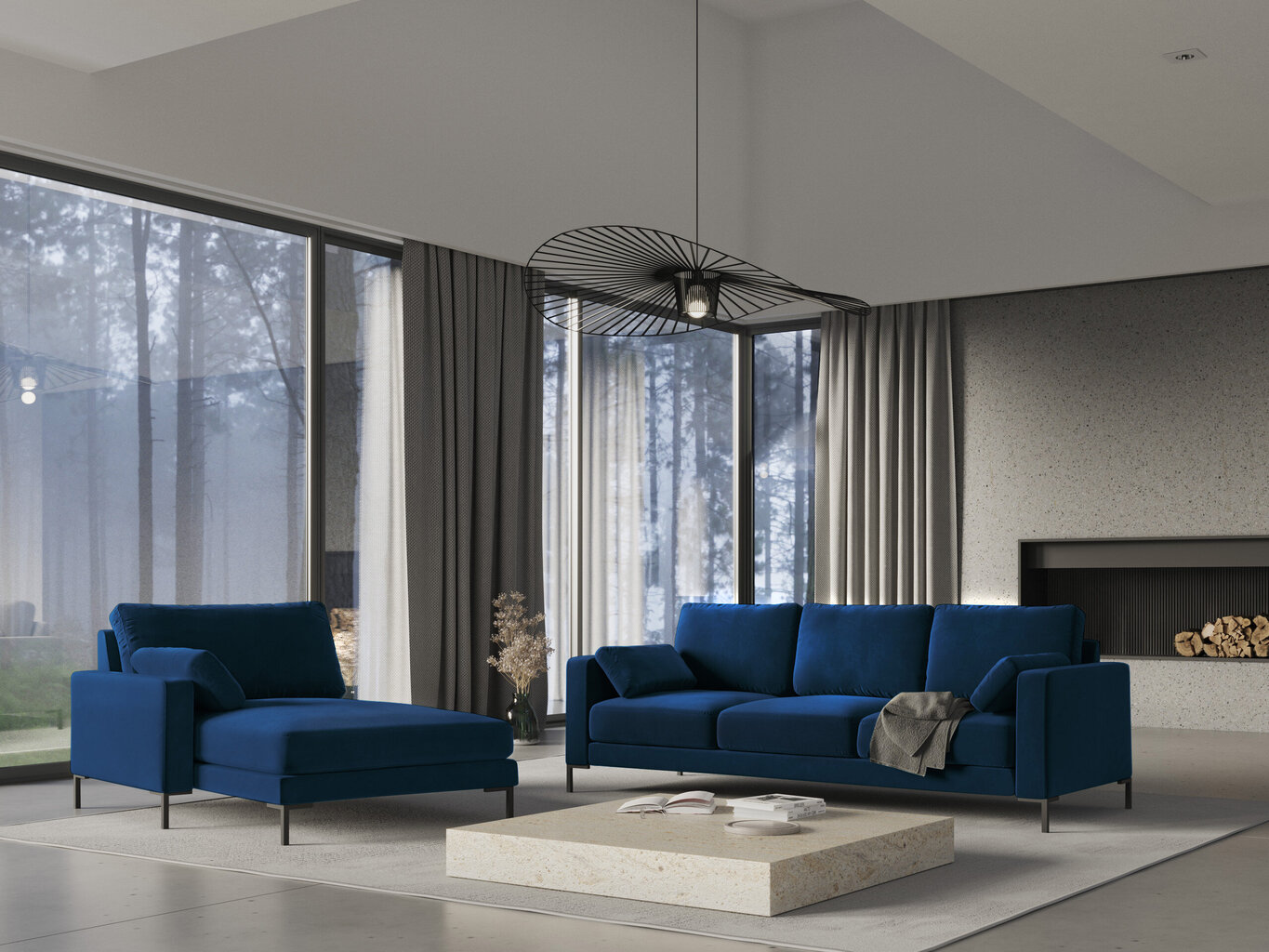 Sofa Micadoni Home Jade 3S, mėlyna kaina ir informacija | Sofos | pigu.lt