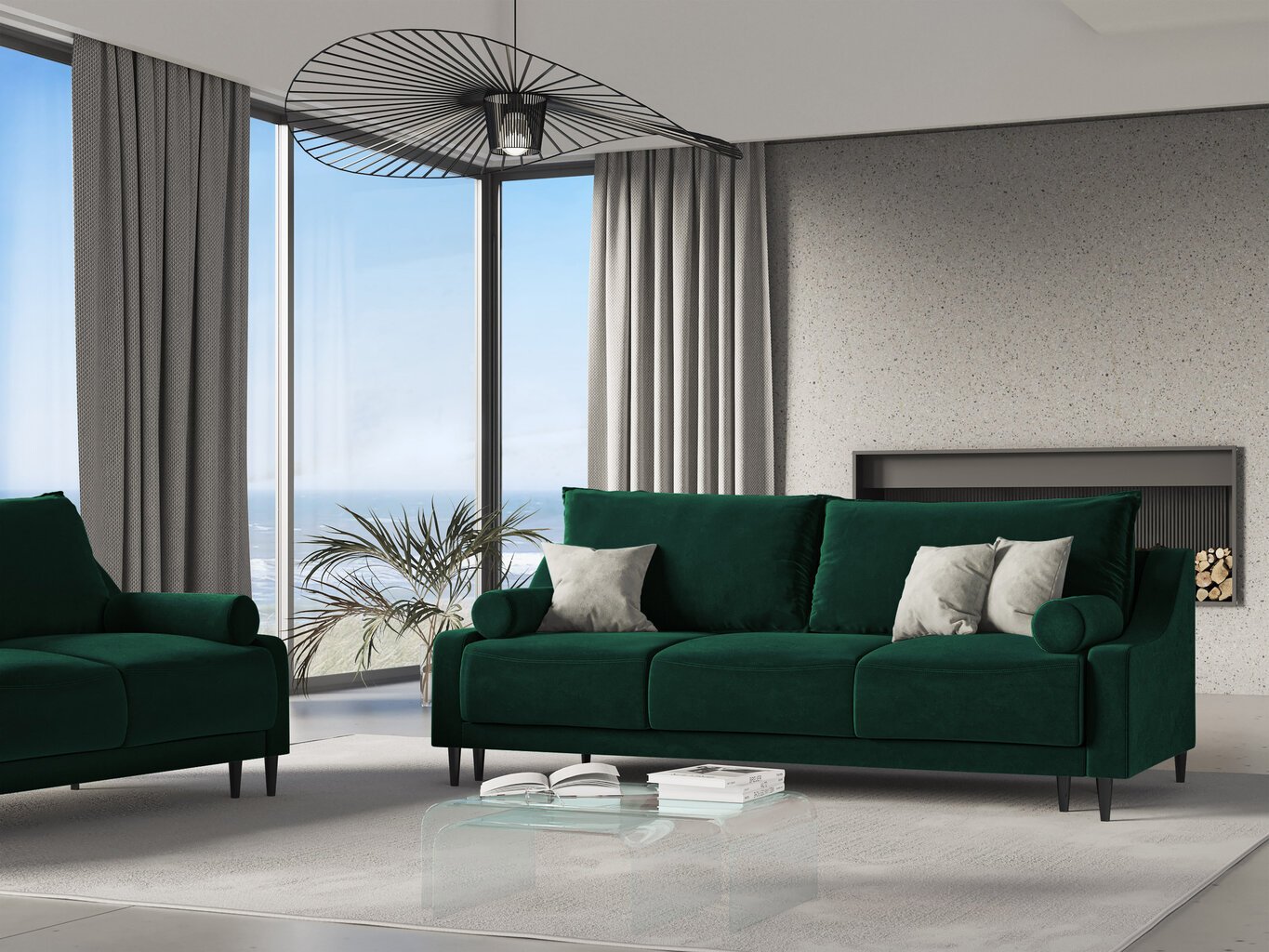 Sofa Micadoni Home Rutile 3S, žalia kaina ir informacija | Sofos | pigu.lt