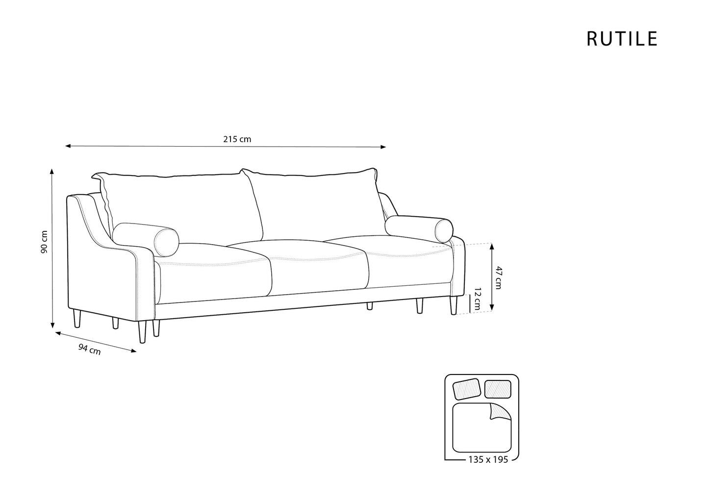 Sofa Micadoni Home Rutile 3S, tamsiai pilka kaina ir informacija | Sofos | pigu.lt