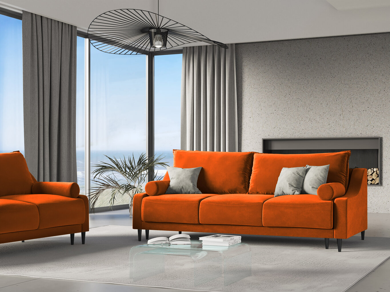 Sofa Micadoni Home Rutile 3S, oranžinė kaina ir informacija | Sofos | pigu.lt