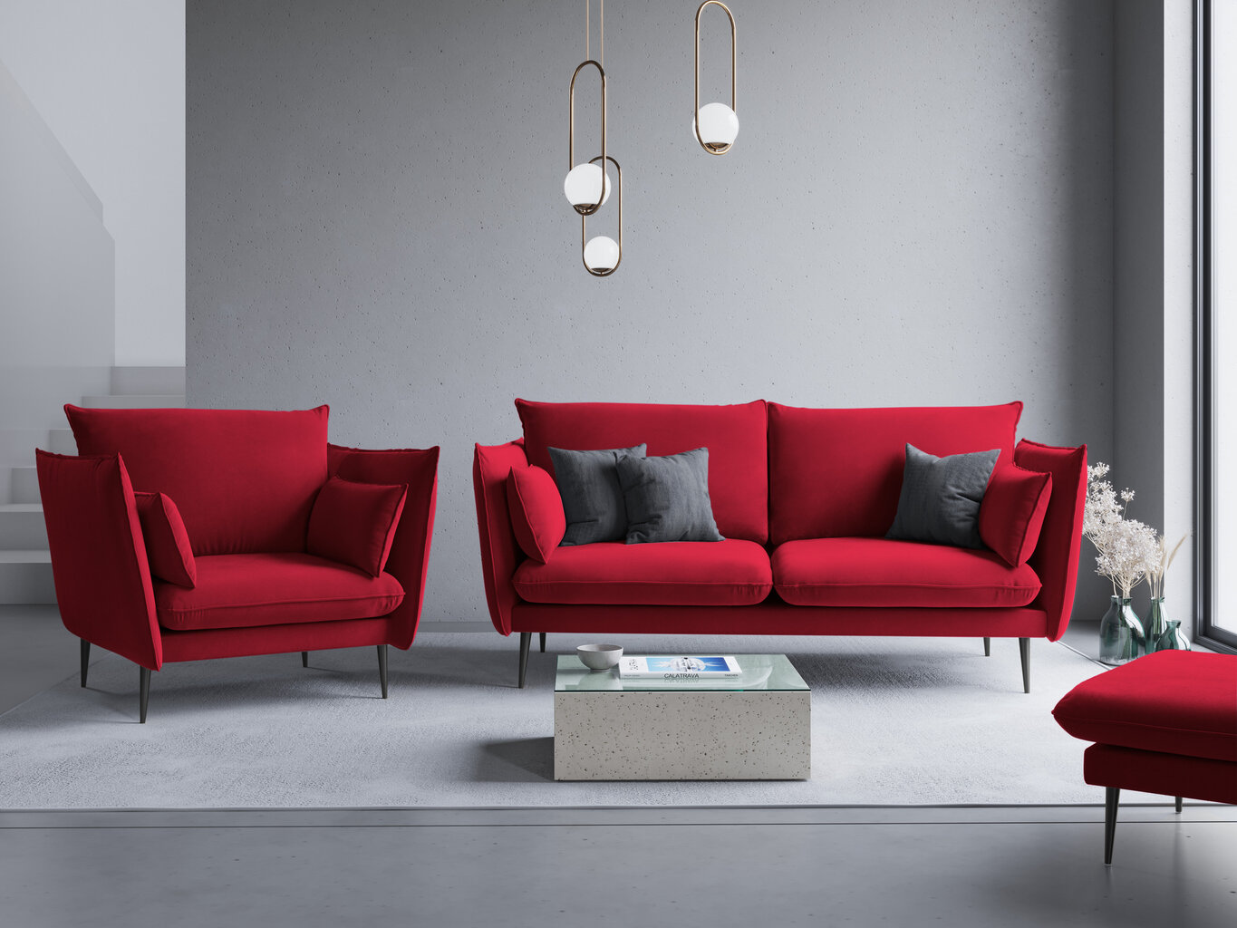 Fotelis Micadoni Home Agate, raudonas/juodas цена и информация | Svetainės foteliai | pigu.lt