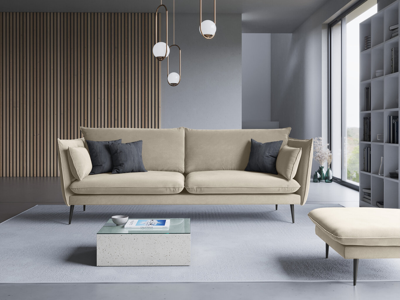 Sofa Micadoni Home Agate 4S, smėlio spalvos kaina ir informacija | Sofos | pigu.lt