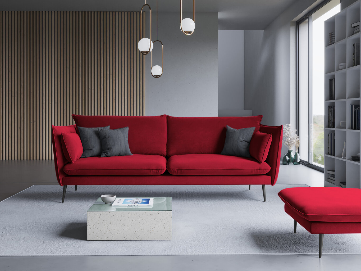 Sofa Micadoni Home Agate 4S, raudona kaina ir informacija | Sofos | pigu.lt
