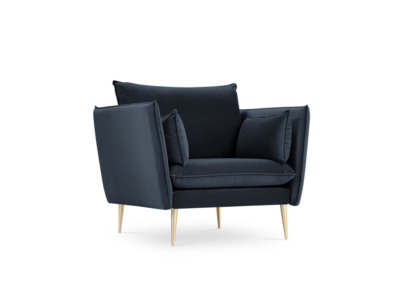 Fotelis Micadoni Home Agate, tamsiai mėlynos/auksinės spalvos kaina ir informacija | Svetainės foteliai | pigu.lt