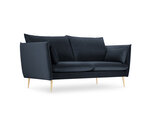 Sofa Micadoni Home Agate 2S, tamsiai mėlynos/auksinės spalvos