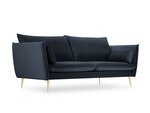 Sofa Micadoni Home Agate 3S, tamsiai mėlynos/auksinės spalvos