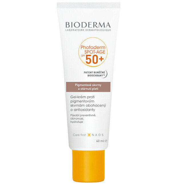 Gelinis veido kremas nuo saulės Bioderma Photoderm Spot-Age SPF 50+, 40 ml kaina ir informacija | Veido kremai | pigu.lt