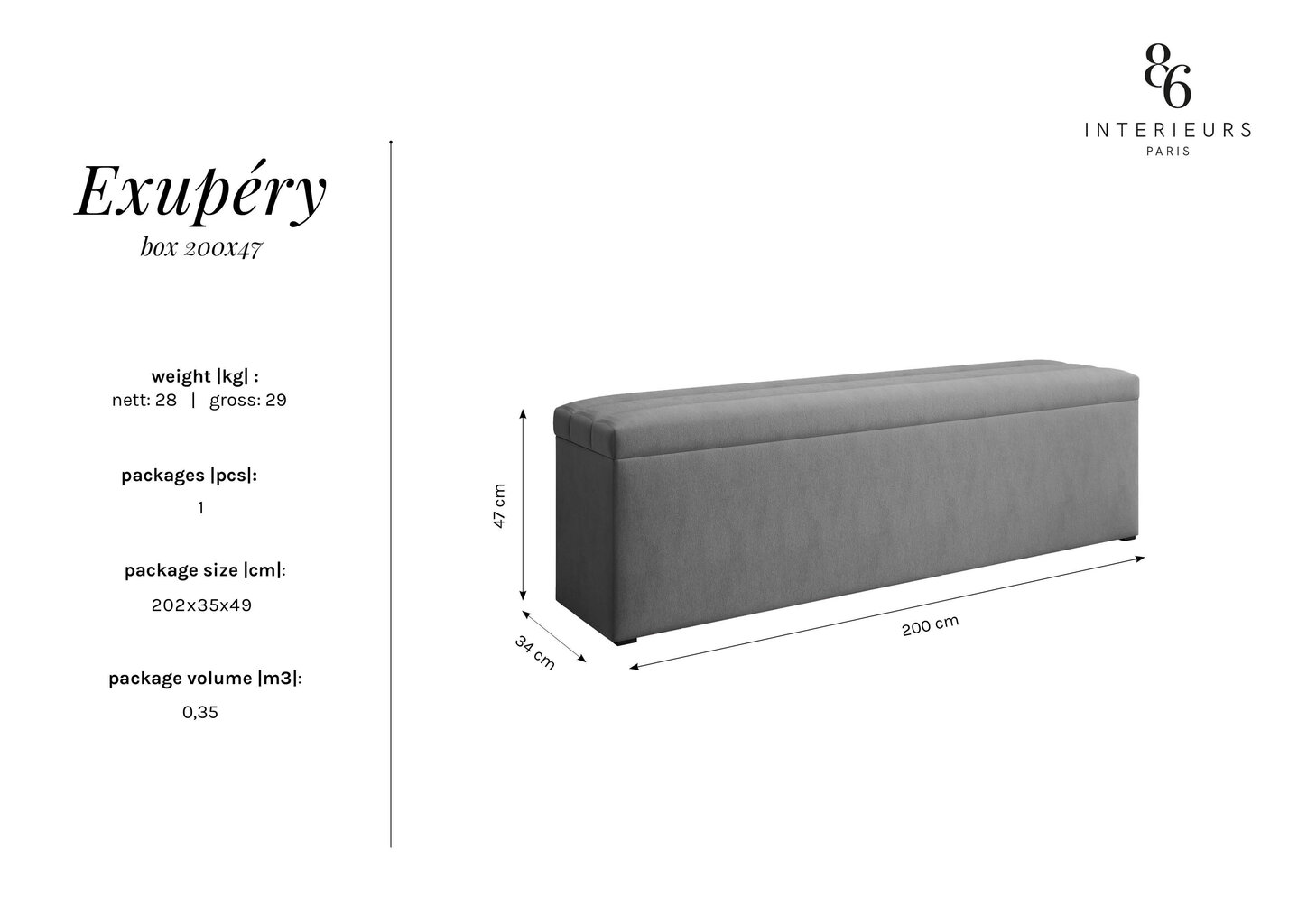 Pufas su daiktadėže Interieurs86 Exupery 200, smėlio spalvos kaina ir informacija | Sėdmaišiai ir pufai | pigu.lt