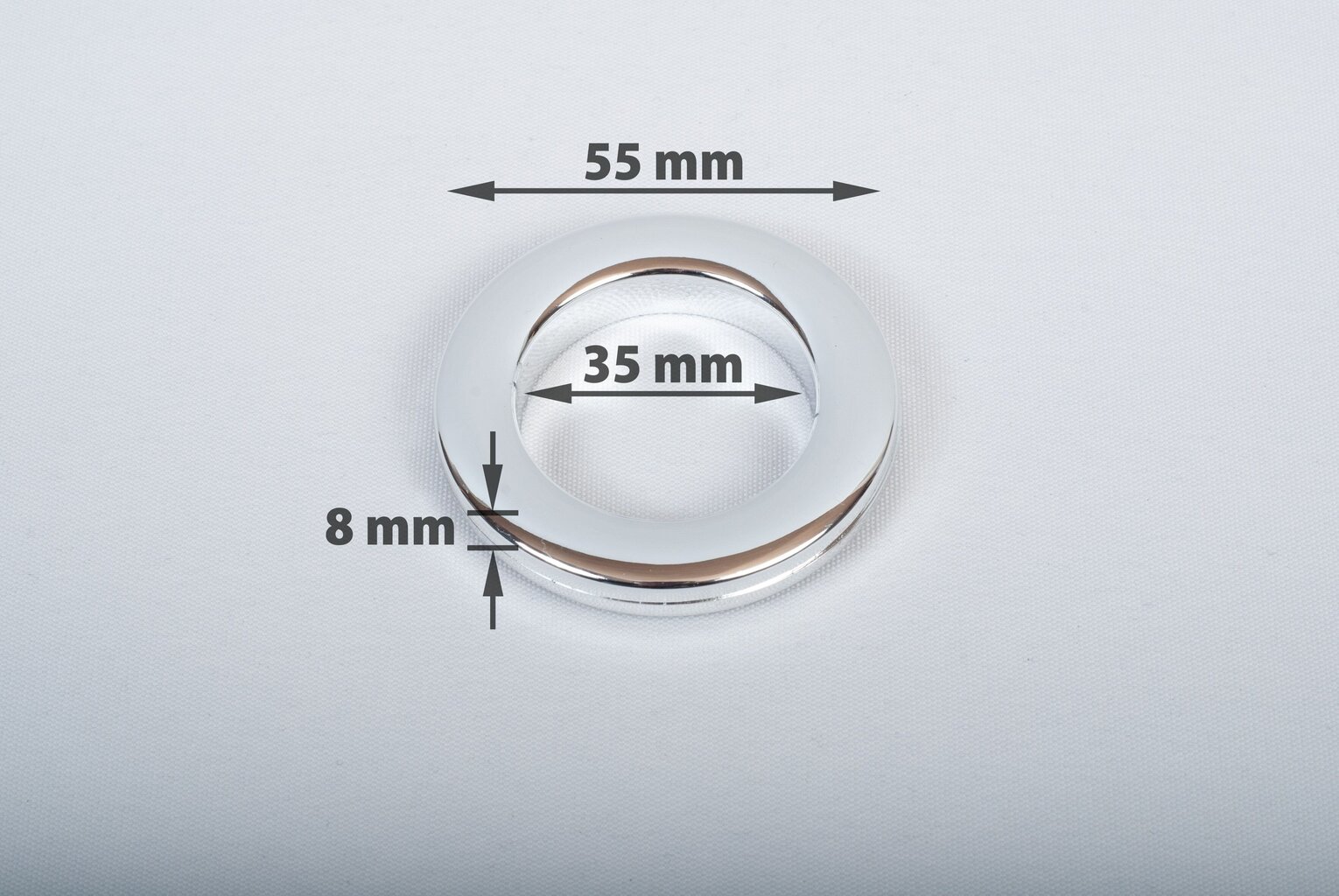 Suspaudžiami žiedai užuolaidoms 35mm, blizgaus chromo spalva, 10 vnt. kaina ir informacija | Užuolaidos | pigu.lt