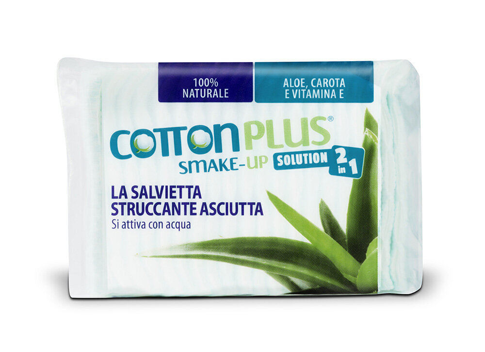 Vatos lapeliai makiažui valyti su Cotton Plus 2IN1 Aloe Vera maxi, 40 vnt kaina ir informacija | Vatos gaminiai, drėgnos servetėlės | pigu.lt