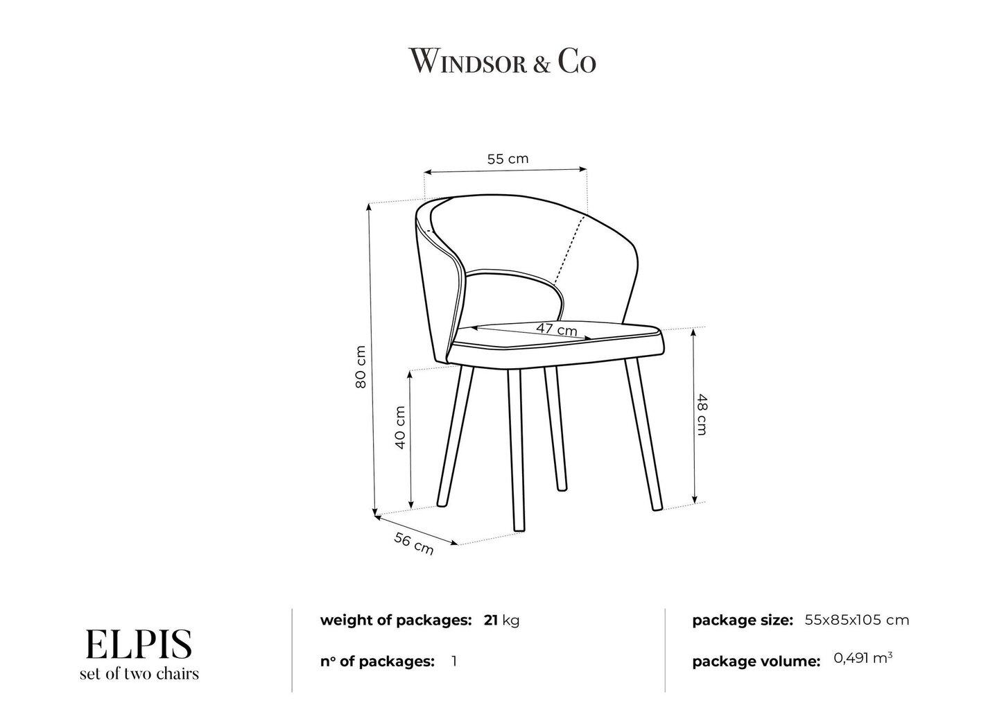 2-jų kėdžių komplektas Windsor and Co Elpis, tamsiai žalias цена и информация | Virtuvės ir valgomojo kėdės | pigu.lt