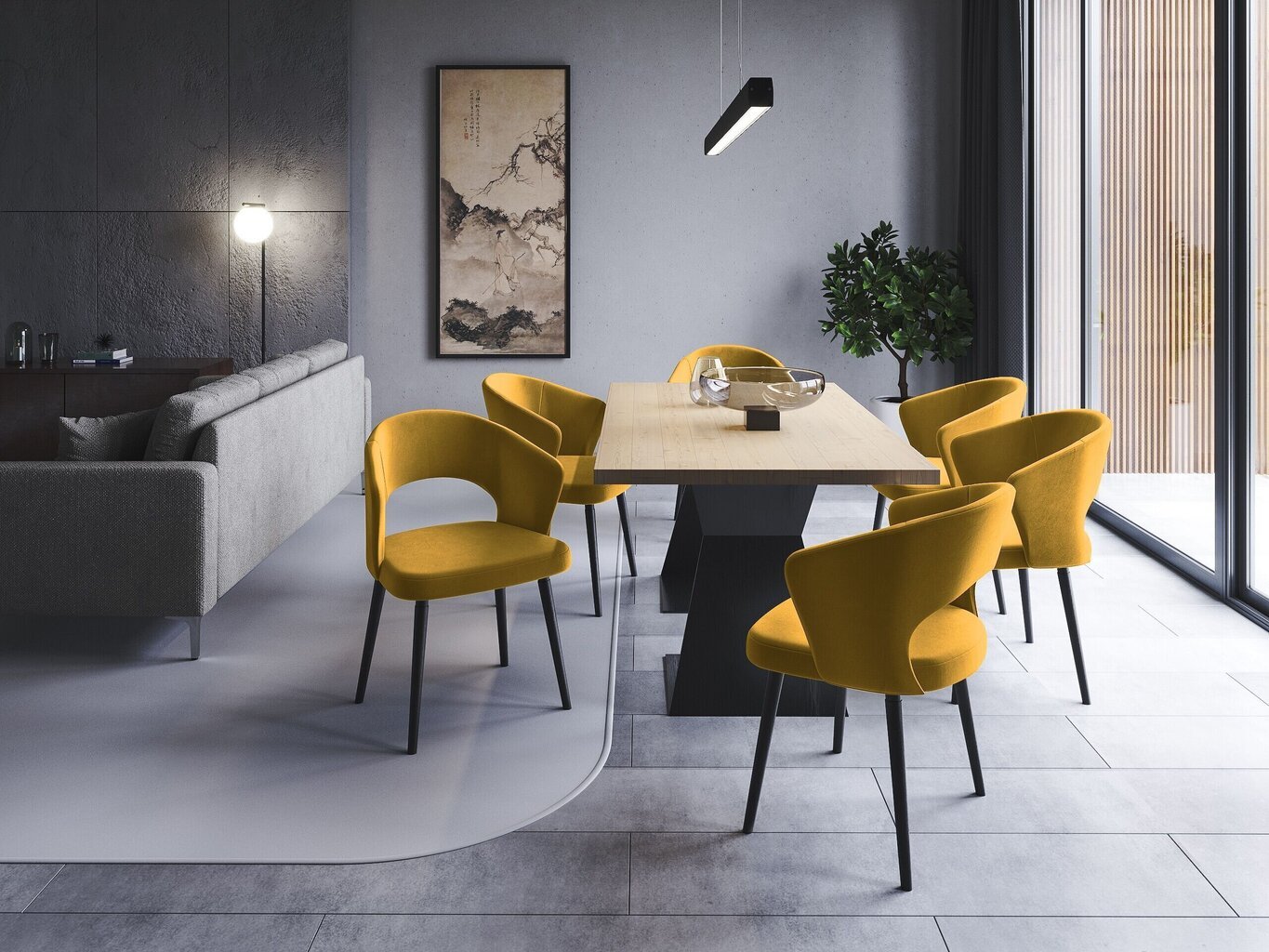 2-jų kėdžių komplektas Windsor and Co Elpis, geltonas kaina ir informacija | Virtuvės ir valgomojo kėdės | pigu.lt