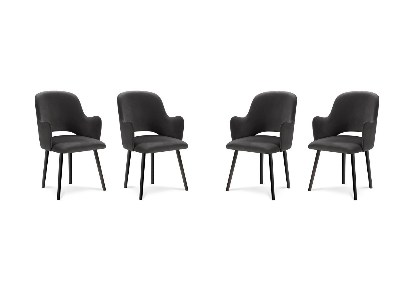 4-ių kėdžių komplektas Milo Casa Laelia, tamsiai pilkas цена и информация | Virtuvės ir valgomojo kėdės | pigu.lt