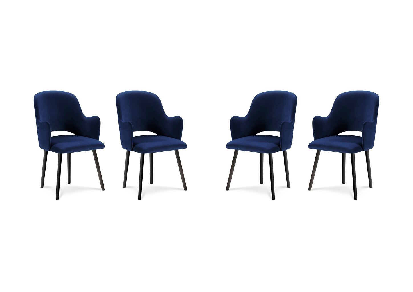 4-ių kėdžių komplektas Milo Casa Laelia, ryškiai mėlynas kaina ir informacija | Virtuvės ir valgomojo kėdės | pigu.lt