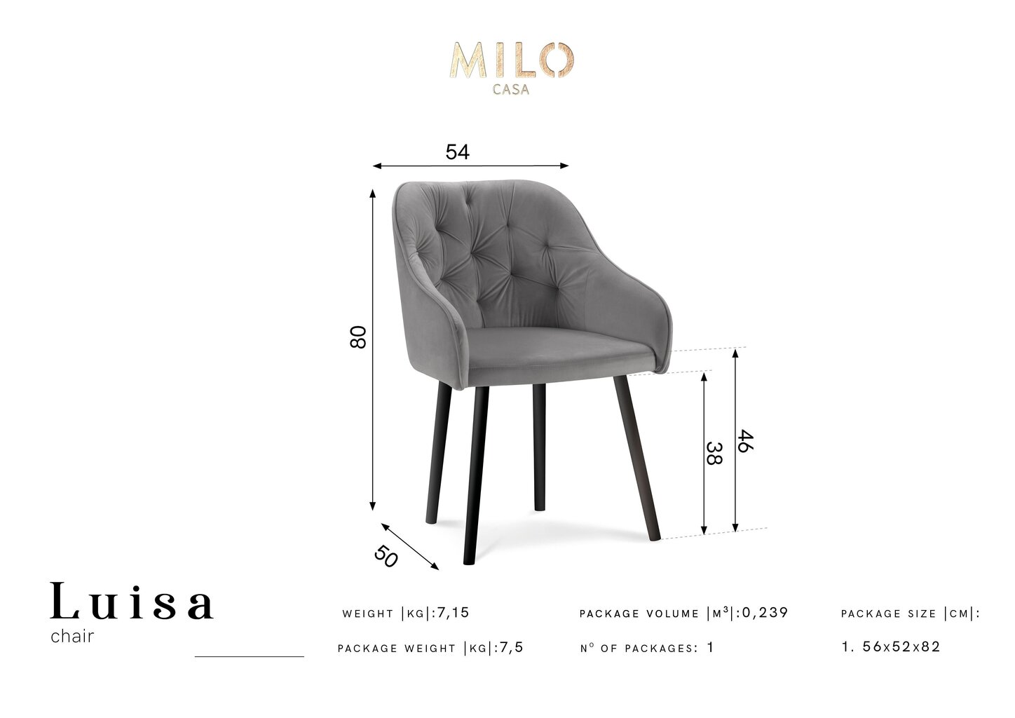 Kėdė Milo Casa Luisa, geltona kaina ir informacija | Virtuvės ir valgomojo kėdės | pigu.lt