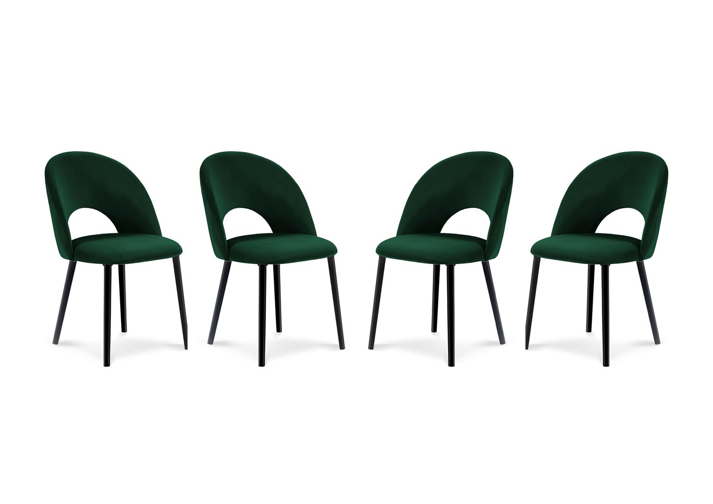 4-ių kėdžių komplektas Milo Casa Lucia, tamsiai žalias kaina ir informacija | Virtuvės ir valgomojo kėdės | pigu.lt