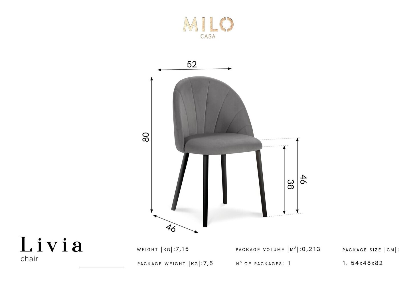 Kėdė Milo Casa Livia, mėlyna цена и информация | Virtuvės ir valgomojo kėdės | pigu.lt
