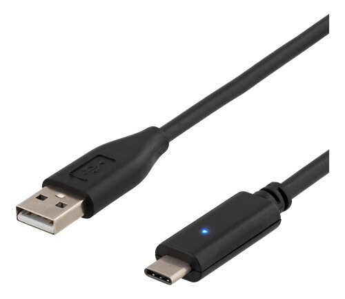 Deltaco USBC-1006-K, USB-Type C, 2m kaina ir informacija | Laidai telefonams | pigu.lt