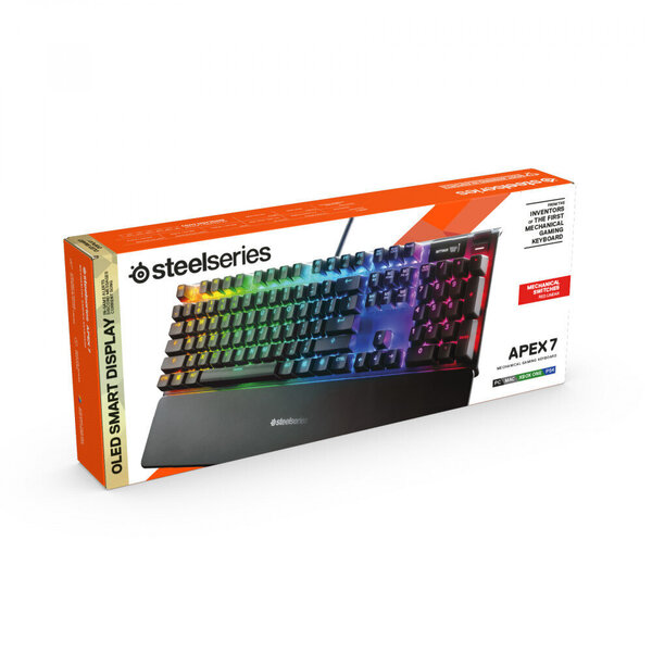 steelseries apex 7 red tkl gamingtastatur