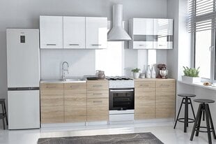 Комплект кухонных шкафов NORE Set 200, белый/дубовый цвет цена и информация | Кухонные гарнитуры | pigu.lt