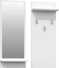 Вешалка с зеркалом Riva, белая цена и информация | Вешалки для одежды | pigu.lt