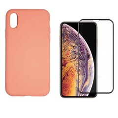 Силиконовый чехол «SoundBerry» Full protection + защитное стекло для iPhone X/XS, оранжевый цена и информация | Чехлы для телефонов | pigu.lt