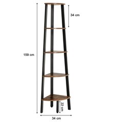 Kampinė lentyna Songmics 159 cm, ruda/juoda цена и информация | Полки | pigu.lt